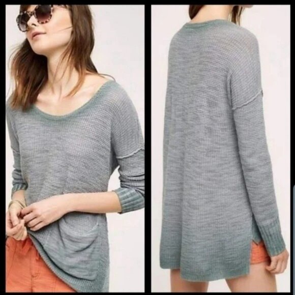 Moth S Ombre Green Blue Sweater Pocket Anthropologie UPTOWN Boxy Oversized - Picture 1 of 6